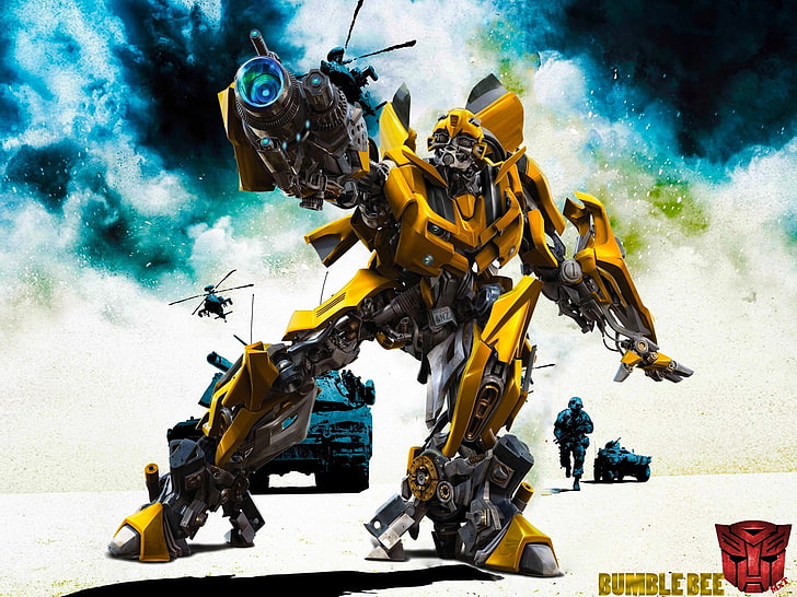 schwarz-oranges Roboterspielzeug, Hummel (Transformers), HD-Hintergrundbild