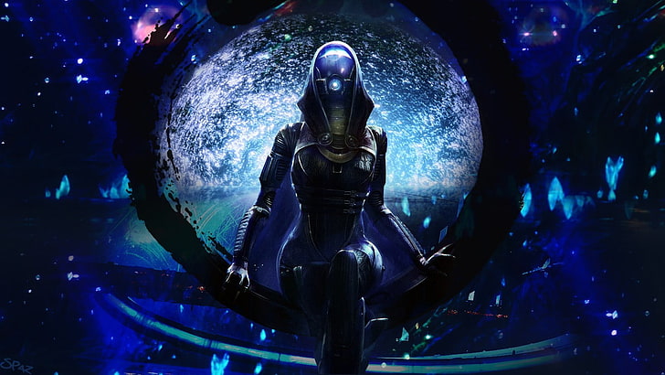 carta da parati digitale personaggio femminile di fantasia, Mass Effect, Tali'Zorah, donne, videogiochi, spazio, Sfondo HD