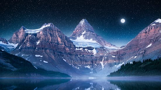  blue, dreamscape, lake, landscape, mountains, nature, night, nightscape, Peru, photography, France, HD wallpaper HD wallpaper