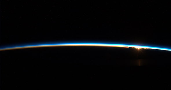 Oscurità, Terra, Orizzonte, riflesso lente, pianeta, spazio, Sfondo HD HD wallpaper