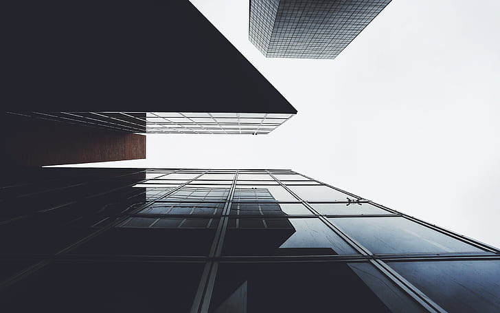 building, perspective, city, worm's eye view, HD wallpaper