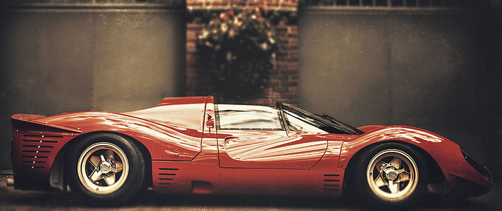 красный спорткар, Ferrari, винтажный автомобиль, HD обои
