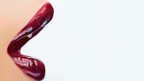 mulut, closeup, bibir, lipstik, lipstik merah, merah, wanita, model, Wallpaper HD HD wallpaper