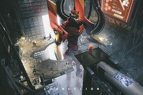 Neon Genesis Evangelion, mech, หน่วย EVA 02, สาวการ์ตูน, Asuka Langley Soryu, วอลล์เปเปอร์ HD HD wallpaper