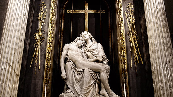 Statua La Pita, Religijne, Chrześcijańskie, Jezus, Religia, Święta Maria, San Sebastiano, Statua, Tapety HD HD wallpaper