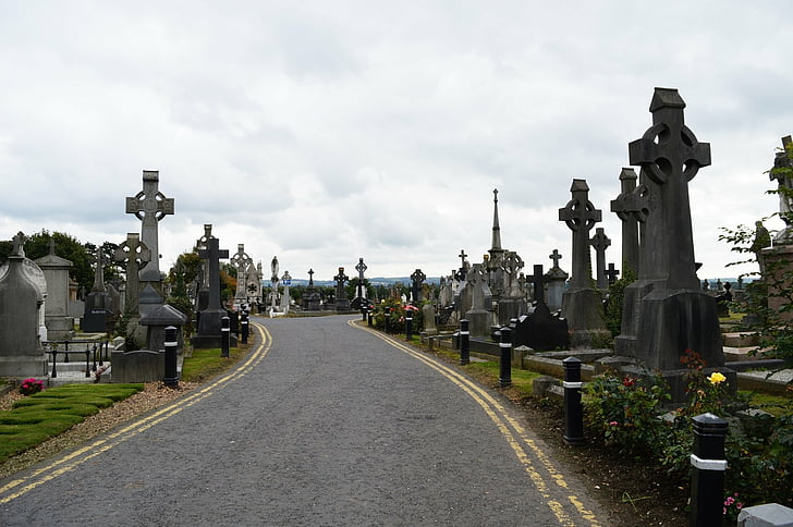 ديني ، مقبرة ، صليب ، قبر ، شاهد القبر ، طريق، خلفية HD