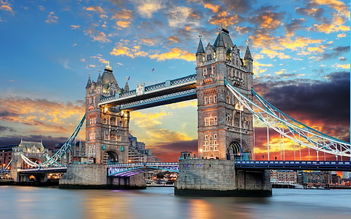 タワーブリッジ、ロンドン、ロンドンブリッジ、テムズ川、タワーブリッジ、ロンドン、イギリス、 HDデスクトップの壁紙 HD wallpaper