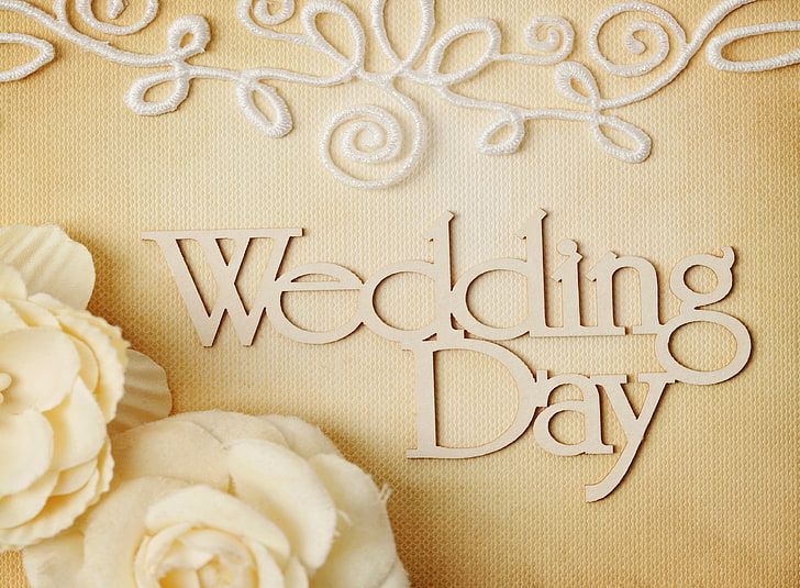 Décoration de jour de mariage, fleurs, bague, mariage, fond, jour, doux, dentelle, Fond d'écran HD