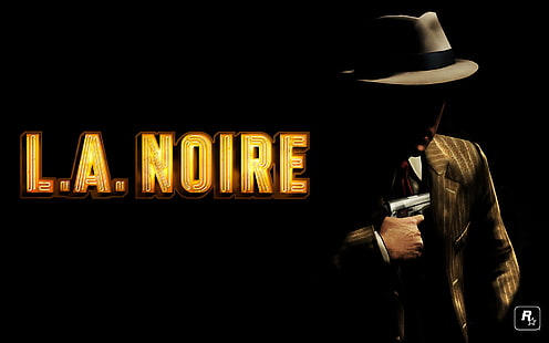 L.A. Noire digital wallpaper, la noire, male, pistol, hat, suit, HD wallpaper HD wallpaper