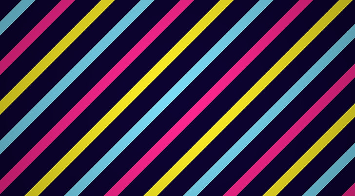 Proximity Stripes HD Wallpaper, wallpaer stripe biru, kuning, dan merah muda, Aero, Pattern, edothekid, yellow, pattern, biru, pink, simple, dark, stripes, ungu, proximity, Wallpaper HD