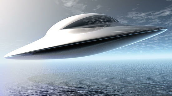 ufo, flying saucer, water, sky, scifi, science fiction, fantasy art, strangers, fly, HD wallpaper HD wallpaper