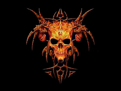 skull totem fire HD, skull illustration, abstract, fire, skull, totem, HD wallpaper HD wallpaper