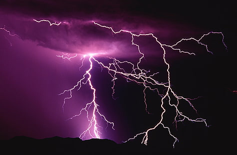 雷の嵐、紫の照明、自然、太陽と空、嵐、雷、 HDデスクトップの壁紙 HD wallpaper