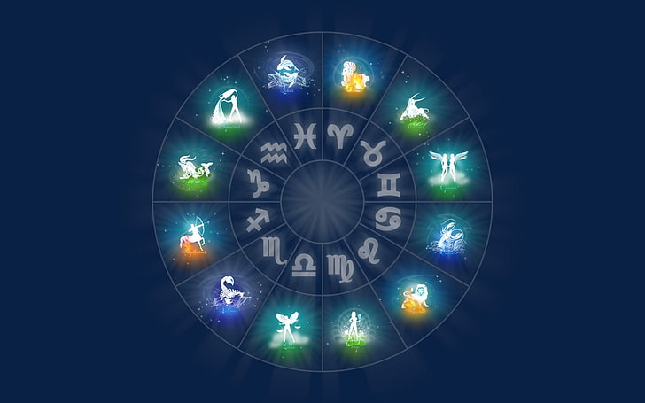 Zodiac Sign, dark background, digital art, Zodiac, HD wallpaper