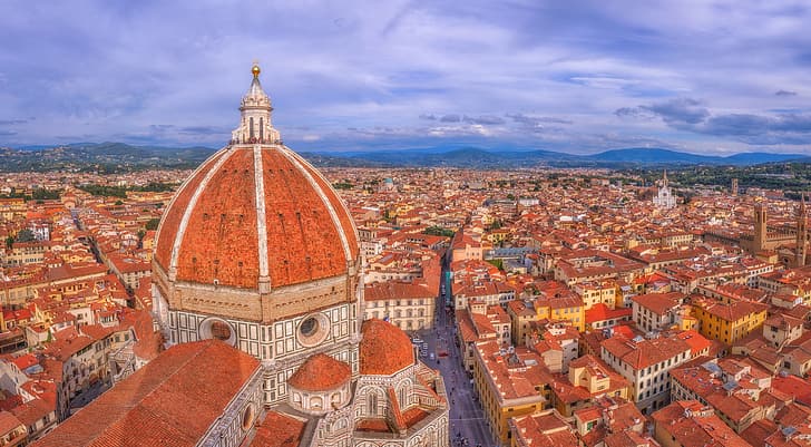 Florencja, Włochy, Toscana, Toskania, Katedra Santa Maria del Fiore, Tapety HD