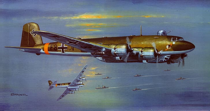 Dünya Savaşı, savaş, Luftwaffe, Almanya, uçak, uçak, Atlantik Okyanusu, Bombardıman Uçağı, askeri, Focke-Wulf 200 Condor, HD masaüstü duvar kağıdı