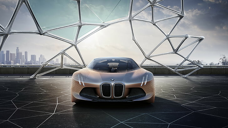 brown BMW concept car, BMW Vision Next 100, future cars, luxury cars, HD wallpaper