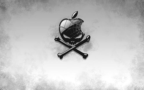 teschio logo Apple, nero, mela, ossa, teschio, Sfondo HD HD wallpaper