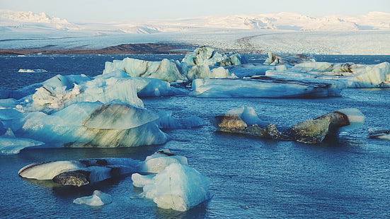белый айсберг, айсберг, льдины, океан, HD обои HD wallpaper
