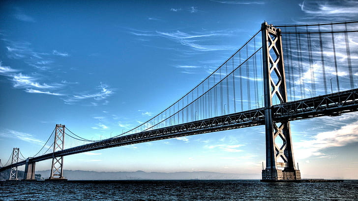 Wonderful San Francisco Bay Bridge Hdr, bridge, clouds, nature and landscapes, HD wallpaper