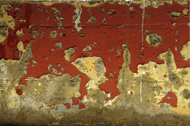 abstrato, fundo, danificado, decadente, angustiado, laranja, pintura descascada, vermelho, enferrujado, textura, parede, HD papel de parede