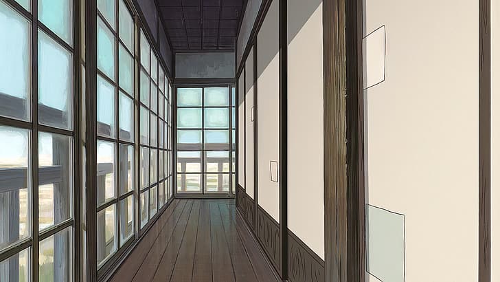 Spirited Away, animated movies, anime, animation, film stills, Studio Ghibli, Hayao Miyazaki, hallway, window, HD wallpaper
