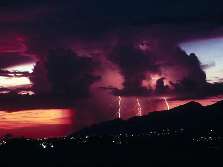 chmury, noc, burza, Tapety HD