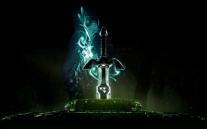 Pedang Excalibur, pedang, video game, The Legend of Zelda, seni fantasi, seni digital, Nintendo, Master Sword, Wallpaper HD