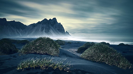 Stokksnes, Islandia, parque nacional de Vatnajokull, parque nacional, Vestrahorn, pico, península de Stokksnes, nube, Fondo de pantalla HD HD wallpaper