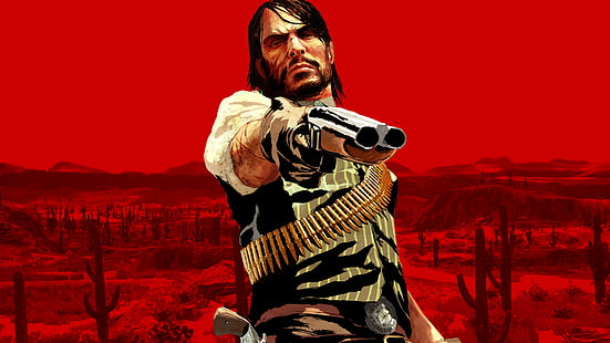 Plakat z gry Red Dead Redemption, Red Dead Redemption, John Marston, gry wideo, western, Tapety HD HD wallpaper