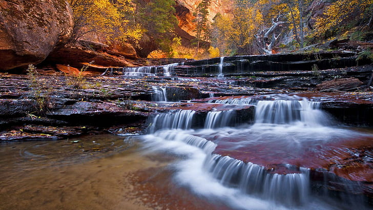 Pequeño arroyo en el Parque Nacional Zion, río, naturaleza, 1920x1080, parque nacional, Zion, Utah, Fondo de pantalla HD