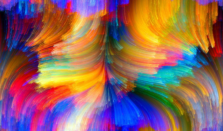 seni abstrak warna-warni, karya seni, warna-warni, bentuk, seni digital, Wallpaper HD