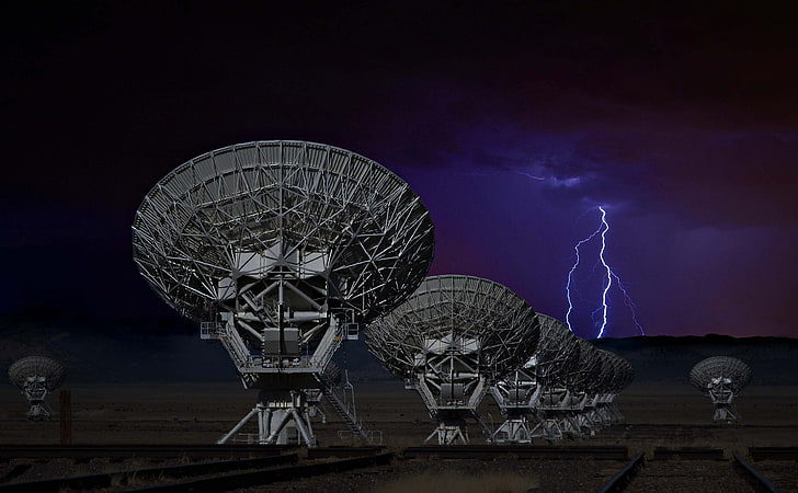 gökyüzü, yıldırım, anten, New Mexico, teknoloji, radyo teleskopu, HD masaüstü duvar kağıdı