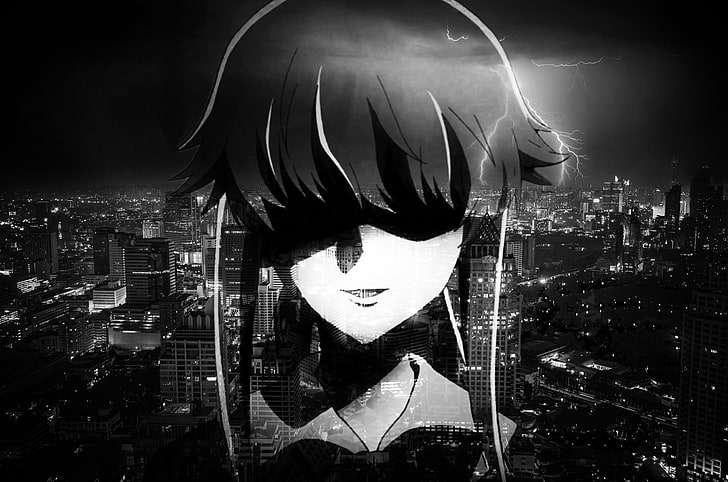Anime, Mirai Nikki, Preto, Cidade, Escuro, Yandere, Yuno Gasai, HD papel de parede
