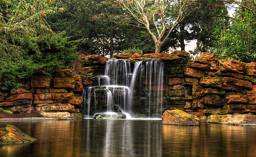 Vackert litet vattenfall, vattenfall vid tapeter dagtid, natur, vattenfall, vackert, litet, vattenfall, HD tapet HD wallpaper