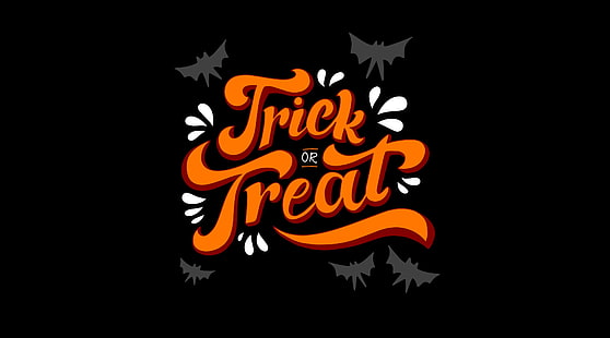 Trick or Treat, Halloween, Liburan, Halloween, Oranye, Hitam, Tipografi, Latar Belakang, Wallpaper HD HD wallpaper