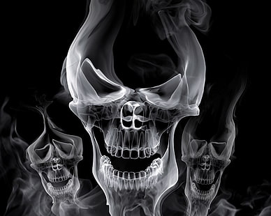tapeta z białą czaszką, czaszka, dym, kształt, szara, Tapety HD HD wallpaper