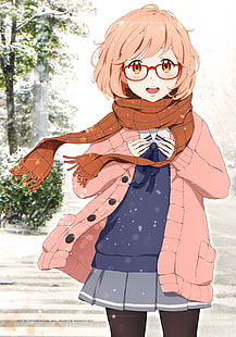 Kyoukai no Kanata สาวการ์ตูน Kuriyama Mirai อนิเมะหิมะ, วอลล์เปเปอร์ HD HD wallpaper