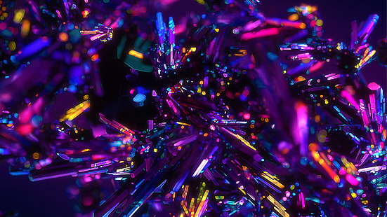 Colorful Crystals Abstract 4K, Colorful, abstract, Crystals, HD wallpaper HD wallpaper