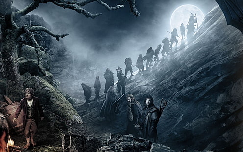 wallpaper orang, kurcaci, Keeley, The Hobbit, Perjalanan Tak Terduga, Gandalf, Bilbo, Thorin, Fili, Wallpaper HD HD wallpaper