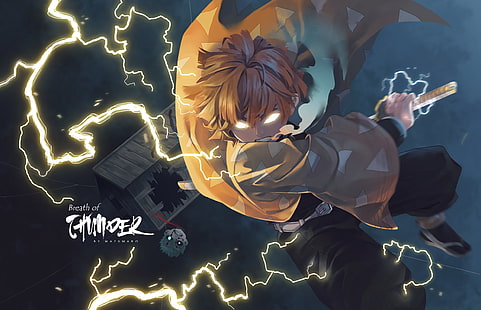Anime, Demon Slayer: Kimetsu no Yaiba, Zenitsu Agatsuma, Wallpaper HD HD wallpaper