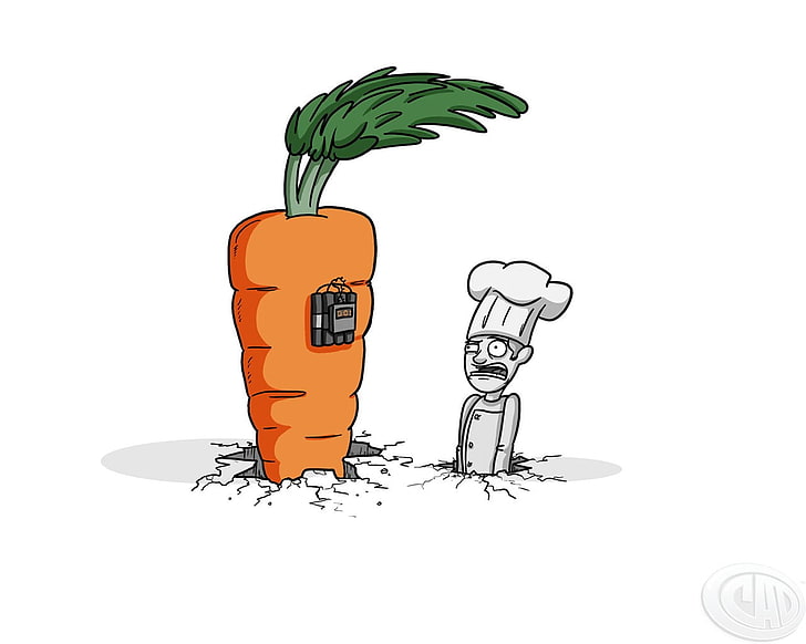 оранжевая морковная иллюстрация, юмор, простой фон, отборная окраска, морковь, белый фон, произведение искусства, HD обои