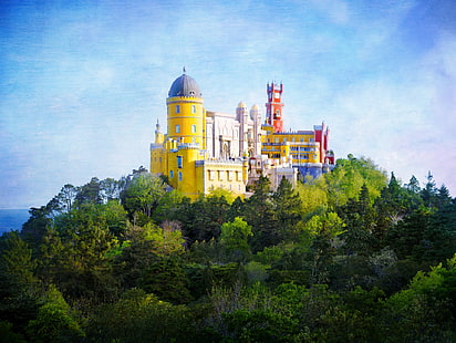 พระราชวัง Pena Palace ปราสาทพระราชวังโปรตุเกส, วอลล์เปเปอร์ HD HD wallpaper