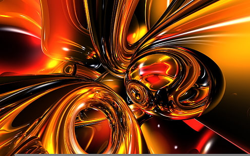 оранжевые, черные и желтые абстрактные обои, золото, свет, линии, яркие, блестящие, HD обои HD wallpaper