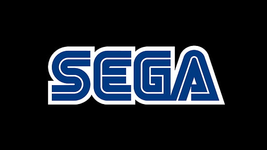 Sega-logotyp, videospel, Sega, svart bakgrund, enkel, minimalism, varumärke, logotyp, HD tapet HD wallpaper