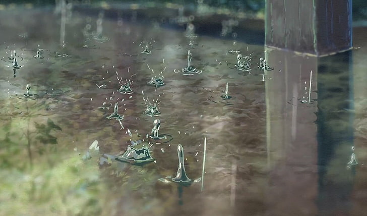 vattendroppar, Makoto Shinkai, Ordens trädgård, vattendroppar, anime, HD tapet