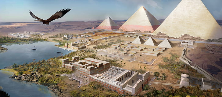 5K, Gran Pirámide de Giza, Pirámides egipcias, Assassins Creed: Origins, Giza, Fondo de pantalla HD