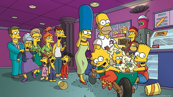 Fond d'écran The Simpsons, The Simpsons, Homer Simpson, Marge Simpson, Bart Simpson, Lisa Simpson, Maggie Simpson, Fond d'écran HD HD wallpaper