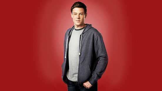 men's gray zip-up hoodie, cory monteith, actor, guy, HD wallpaper HD wallpaper