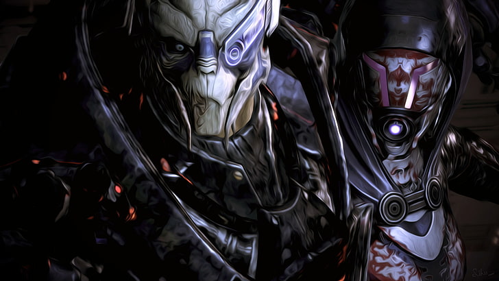 Mass Effect, Garrus Vakarian, Tali'Zorah, Fondo de pantalla HD